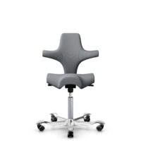 HÅG Capisco 8106 - Steelcut Trio 3 (Kvadrat) - Wolle / Polyamid - STT153 - Grey - Silber - 150mm (Sitzhöhe 40-55cm) - Weiche Rollen für harte Böden