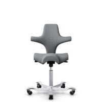 HÅG Capisco 8106 - Steelcut Trio 3 (Kvadrat) - Wol / Polyamide - STT153 - Grey - Framekleur - Zilver - Gasveer - 200 mm (Zithoogte 46-64cm) - Vloercontact - Zachte wielen t.b.v. harde vloeren - Voetenring - Nee, geen voetenring - Voetster - Nee, voetst...