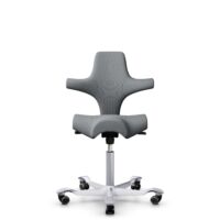 HÅG Capisco 8106 - Steelcut Trio 3 (Kvadrat) - Laine / Polyamide - STT153 - Grey - Argent - 265 mm (hauteur d’assise 53–79 cm) - Roues dures pour sols souples