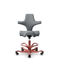 HÅG Capisco 8106 - Steelcut Trio 3 (Kvadrat) - Wol / Polyamide - STT153 - Grey - Framekleur - Blush Rose - Gasveer - 200 mm (Zithoogte 46-64cm) - Vloercontact - Zachte wielen t.b.v. harde vloeren - Voetenring - Ja, in framekleur - Voetster - Nee, voets...