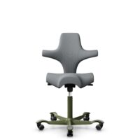 HÅG Capisco 8106 - Steelcut Trio 3 (Kvadrat) - Wolle / Polyamid - STT153 - Grey - Moss Grey - 150mm (Sitzhöhe 40-55cm) - Harte Rollen für weiche Böden