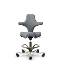 HÅG Capisco 8106 - Steelcut Trio 3 (Kvadrat) - Wolle / Polyamid - STT153 - Grey - Moss Grey - 265 mm (Sitzhöhe 53-79cm) - Weiche Rollen für harte Böden