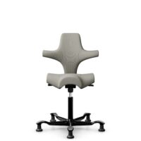 HÅG Capisco 8106 - Steelcut Trio 3 (Kvadrat) - Wolle / Polyamid - STT253 - Beige-grey - Schwarz - 265 mm (Sitzhöhe 53-79cm) - Bodengleiter
