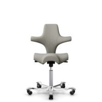 HÅG Capisco 8106 - Steelcut Trio 3 (Kvadrat) - Wool / Polyamide - STT253 - Beige-grey - Silver - 265 mm (seat height 53-79cm) - Hard castors for soft floors
