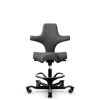 HÅG Capisco 8106 - Steelcut Trio 3 (Kvadrat) - Wolle / Polyamid - STT383 - Charcoal - Schwarz - 200 mm (Sitzhöhe 46-64cm) - Harte Rollen für weiche Böden