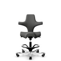 HÅG Capisco 8106 - Steelcut Trio 3 (Kvadrat) - Wool / Polyamide - STT383 - Charcoal - Black - 200 mm (seat height 46-64cm) - Soft castors for hard floors