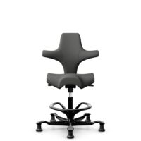 HÅG Capisco 8106 - Steelcut Trio 3 (Kvadrat) - Lana / Poliamida - STT383 - Charcoal - Black - 200 mm (seat height 46-64cm) - Glides