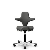 HÅG Capisco 8106 - Steelcut Trio 3 (Kvadrat) - Wolle / Polyamid - STT383 - Charcoal - Schwarz - 265 mm (Sitzhöhe 53-79cm) - Weiche Rollen für harte Böden