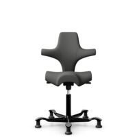HÅG Capisco 8106 - Steelcut Trio 3 (Kvadrat) - Laine / Polyamide - STT383 - Charcoal - Noir - 265 mm (hauteur d’assise 53–79 cm) - Patins
