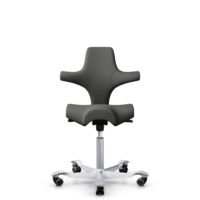 HÅG Capisco 8106 - Steelcut Trio 3 (Kvadrat) - Lana / Poliamida - STT383 - Charcoal - Silver - 200 mm (seat height 46-64cm) - Hard castors for soft floors