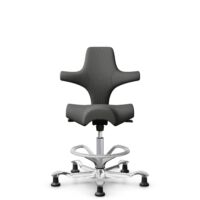 HÅG Capisco 8106 - Steelcut Trio 3 (Kvadrat) - Wool / Polyamide - STT383 - Charcoal - Silver - 200 mm (seat height 46-64cm) - Glides
