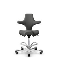 HÅG Capisco 8106 - Steelcut Trio 3 (Kvadrat) - Wool / Polyamide - STT383 - Charcoal - Silver - 265 mm (seat height 53-79cm) - Hard castors for soft floors