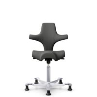 HÅG Capisco 8106 - Steelcut Trio 3 (Kvadrat) - Wolle / Polyamid - STT383 - Charcoal - Silber - 265 mm (Sitzhöhe 53-79cm) - Bodengleiter