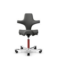 HÅG Capisco 8106 - Steelcut Trio 3 (Kvadrat) - Laine / Polyamide - STT383 - Charcoal - Blush Rose - 150 mm (hauteur d’assise 40–55 cm) - Roues dures pour sols souples