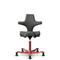 HÅG Capisco 8106 - Steelcut Trio 3 (Kvadrat) - Wol / Polyamide - STT383 - Charcoal - Framekleur - Blush Rose - Gasveer - 150 mm (Zithoogte 40-55cm) - Vloercontact - Glijdoppen - Voetenring - Nee, geen voetenring - Voetster - Nee, voetster in framekleur