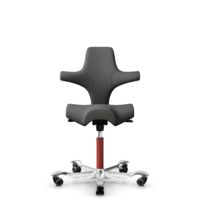 HÅG Capisco 8106 - Steelcut Trio 3 (Kvadrat) - Wool / Polyamide - STT383 - Charcoal - Blush Rose - 265 mm (seat height 53-79cm) - Hard castors for soft floors