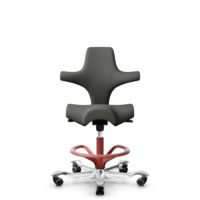 HÅG Capisco 8106 - Steelcut Trio 3 (Kvadrat) - Wol / Polyamide - STT383 - Charcoal - Framekleur - Blush Rose - Gasveer - 265 mm (Zithoogte 53-79cm) - Vloercontact - Zachte wielen t.b.v. harde vloeren - Voetenring - Ja, in framekleur - Voetster - Ja, vo...