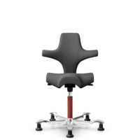 HÅG Capisco 8106 - Steelcut Trio 3 (Kvadrat) - Wol / Polyamide - STT383 - Charcoal - Blush Rose - 265 mm (Zithoogte 53-79cm) - Glijdoppen
