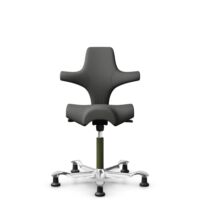 HÅG Capisco 8106 - Steelcut Trio 3 (Kvadrat) - Wol / Polyamide - STT383 - Charcoal - Moss Grey - 200 mm (Zithoogte 46-64mm) - Glijdoppen