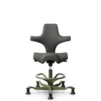 HÅG Capisco 8106 - Steelcut Trio 3 (Kvadrat) - Wolle / Polyamid - STT383 - Charcoal - Moss Grey - 200 mm (Sitzhöhe 46-64cm) - Bodengleiter