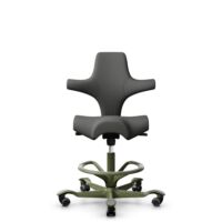 HÅG Capisco 8106 - Steelcut Trio 3 (Kvadrat) - Wolle / Polyamid - STT383 - Charcoal - Moss Grey - 265 mm (Sitzhöhe 53-79cm) - Harte Rollen für weiche Böden