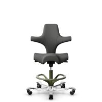 HÅG Capisco 8106 - Steelcut Trio 3 (Kvadrat) - Wool / Polyamide - STT383 - Charcoal - Moss Grey - 265 mm (seat height 53-79cm) - Hard castors for soft floors