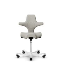 HÅG Capisco 8106 - Steelcut Trio 3 (Kvadrat) - Wool / Polyamide - STT213 - Light beige - White - 265 mm (seat height 53-79cm) - Hard castors for soft floors