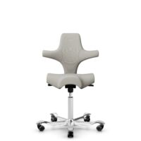 HÅG Capisco 8106 - Steelcut Trio 3 (Kvadrat) - Wool / Polyamide - STT213 - Light beige - White - 265 mm (seat height 53-79cm) - Hard castors for soft floors