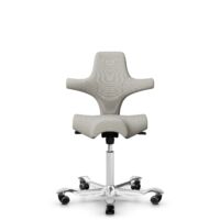 HÅG Capisco 8106 - Steelcut Trio 3 (Kvadrat) - Wool / Polyamide - STT213 - Light beige - White - 265 mm (seat height 53-79cm) - Soft castors for hard floors