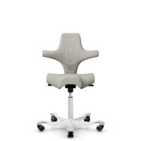 HÅG Capisco 8106 - Steelcut Trio 3 (Kvadrat) - Wool / Polyamide - STT213 - Light beige - Blush Rose - 150mm (seat height 40–55cm) - Soft castors for hard floors