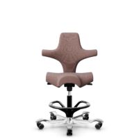 HÅG Capisco 8106 - Steelcut Trio 3 (Kvadrat) - Wool / Polyamide - STT645 - Dusty red - Black - 265 mm (seat height 53-79cm) - Hard castors for soft floors