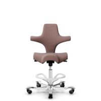 HÅG Capisco 8106 - Steelcut Trio 3 (Kvadrat) - Wol / Polyamide - STT645 - Dusty red - Framekleur - Wit - Gasveer - 265 mm (Zithoogte 53-79cm) - Vloercontact - Zachte wielen t.b.v. harde vloeren - Voetenring - Ja, in framekleur - Voetster - Ja, voetster...