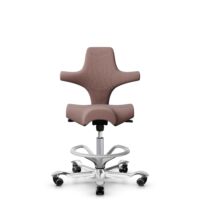 HÅG Capisco 8106 - Steelcut Trio 3 (Kvadrat) - Lana / Poliamida - STT645 - Dusty red - Silver - 200 mm (seat height 46-64cm) - Hard castors for soft floors