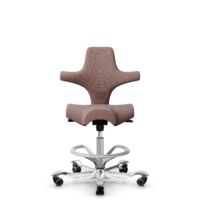 HÅG Capisco 8106 - Steelcut Trio 3 (Kvadrat) - Wool / Polyamide - STT645 - Dusty red - Silver - 265 mm (seat height 53-79cm) - Hard castors for soft floors