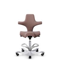 HÅG Capisco 8106 - Steelcut Trio 3 (Kvadrat) - Wool / Polyamide - STT645 - Dusty red - Silver - 265 mm (seat height 53-79cm) - Soft castors for hard floors