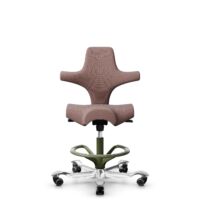 HÅG Capisco 8106 - Steelcut Trio 3 (Kvadrat) - Wool / Polyamide - STT645 - Dusty red - Moss Grey - 200 mm (seat height 46-64cm) - Hard castors for soft floors