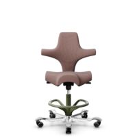 HÅG Capisco 8106 - Steelcut Trio 3 (Kvadrat) - Lana / Poliamida - STT645 - Dusty red - Moss Grey - 200 mm (seat height 46-64cm) - Soft castors for hard floors