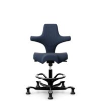 HÅG Capisco 8106 - Steelcut Trio 3 (Kvadrat) - Wool / Polyamide - STT796 - Blue - Black - 200 mm (seat height 46-64cm) - Glides