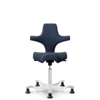 HÅG Capisco 8106 - Steelcut Trio 3 (Kvadrat) - Wool / Polyamide - STT796 - Blue - White - 200 mm (seat height 46-64cm) - Glides
