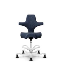 HÅG Capisco 8106 - Steelcut Trio 3 (Kvadrat) - Wool / Polyamide - STT796 - Blue - White - 200 mm (seat height 46-64cm) - Glides