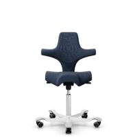 HÅG Capisco 8106 - Steelcut Trio 3 (Kvadrat) - Lana / Poliamida - STT796 - Blue - White - 265 mm (seat height 53-79cm) - Hard castors for soft floors