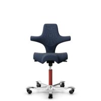 HÅG Capisco 8106 - Steelcut Trio 3 (Kvadrat) - Wełna / Poliamid - STT796 - Blue - Blush Rose - 150mm (seat height 40–55cm) - Hard castors for soft floors
