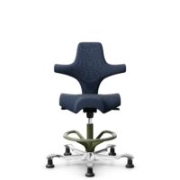 HÅG Capisco 8106 - Steelcut Trio 3 (Kvadrat) - Laine / Polyamide - STT796 - Blue - Moss Grey - 200 mm (hauteur d’assise 46–64 cm) - Patins