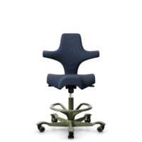HÅG Capisco 8106 - Steelcut Trio 3 (Kvadrat) - Wool / Polyamide - STT796 - Blue - Moss Grey - 265 mm (seat height 53-79cm) - Hard castors for soft floors