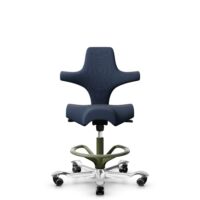 HÅG Capisco 8106 - Steelcut Trio 3 (Kvadrat) - Wolle / Polyamid - STT796 - Blue - Moss Grey - 265 mm (Sitzhöhe 53-79cm) - Harte Rollen für weiche Böden