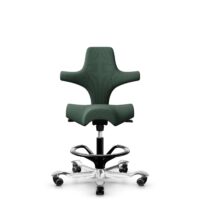 HÅG Capisco 8106 - Steelcut Trio 3 (Kvadrat) - Wolle / Polyamid - STT966 Brown grey - Schwarz - 265 mm (Sitzhöhe 53-79cm) - Harte Rollen für weiche Böden