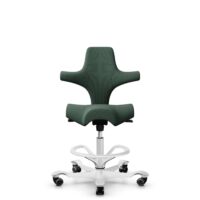 HÅG Capisco 8106 - Steelcut Trio 3 (Kvadrat) - Wol / Polyamide - STT966 - Brown grey - Framekleur - Wit - Gasveer - 200 mm (Zithoogte 46-64cm) - Vloercontact - Harde wielen t.b.v. zachte vloeren - Voetenring - Ja, in framekleur - Voetster - Nee, voetst...