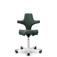 HÅG Capisco 8106 - Steelcut Trio 3 (Kvadrat) - Lana / Poliamida - STT966 Brown grey - White - 200 mm (seat height 46-64cm) - Soft castors for hard floors