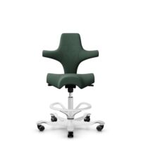 HÅG Capisco 8106 - Steelcut Trio 3 (Kvadrat) - Wol / Polyamide - STT966 Brown grey - Wit - 265 mm (Zithoogte 53-79cm) - Zachte wielen t.b.v. harde vloeren