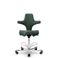 HÅG Capisco 8106 - Steelcut Trio 3 (Kvadrat) - Wol / Polyamide - STT966 Brown grey - Wit - 265 mm (Zithoogte 53-79cm) - Zachte wielen t.b.v. harde vloeren